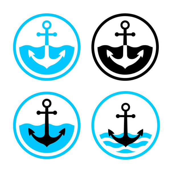 Anchor vector icons on white background - Vetor, Imagem