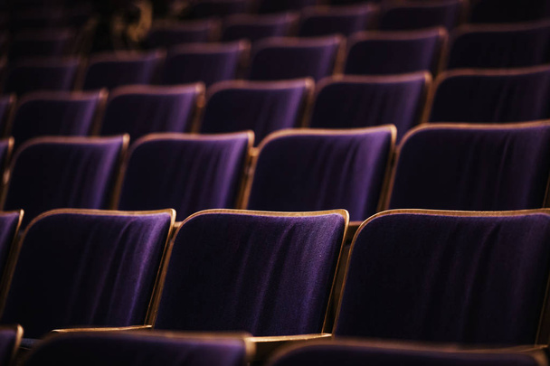 зрительный зал с сиденьями, стулья в аудитории
 - Фото, изображение