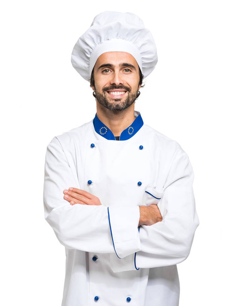 Cheerful chef isolated on white background - Fotoğraf, Görsel