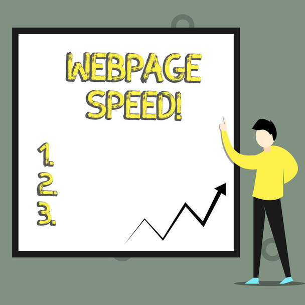 Koncepcyjne pisanie ręczne pokazujące prędkość strony. Tekst zdjęcia biznesowego, jak szybko użytkownicy mogą widzieć i wchodzić w interakcje z treścią. - Zdjęcie, obraz