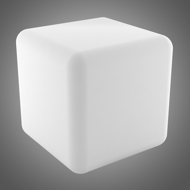 cubo branco em branco isolado no fundo cinza
 - Foto, Imagem