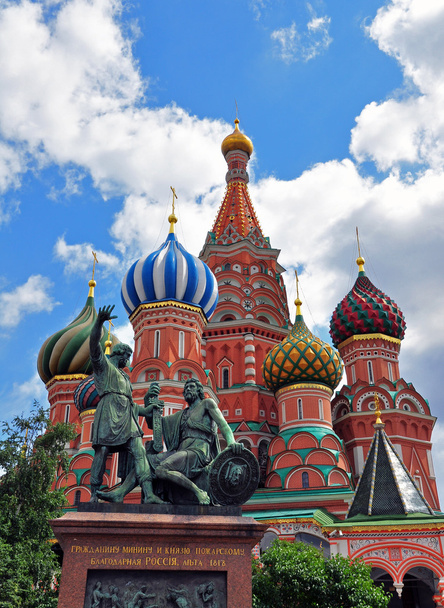 St. Basil's Cathedral and monument to Minin and Pozharsky - Photo, Image