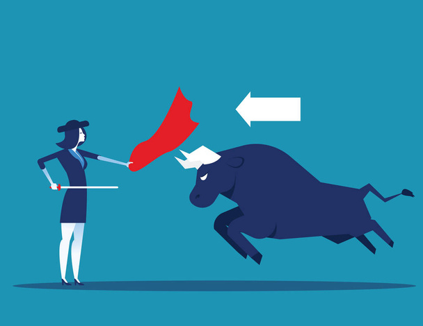 Matador and bull fighting. Concept business vector illustration. - Vector, Image