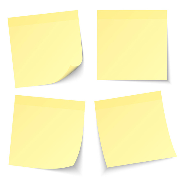 Szett négy világos sárga stick Notes - Vektor, kép