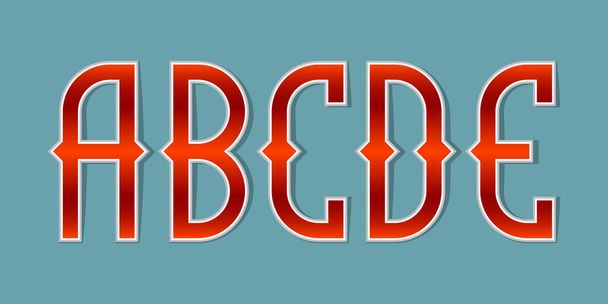 a, b, c, d, e orange rote Verlaufsbuchstaben. helle elegante Schrift. - Vektor, Bild