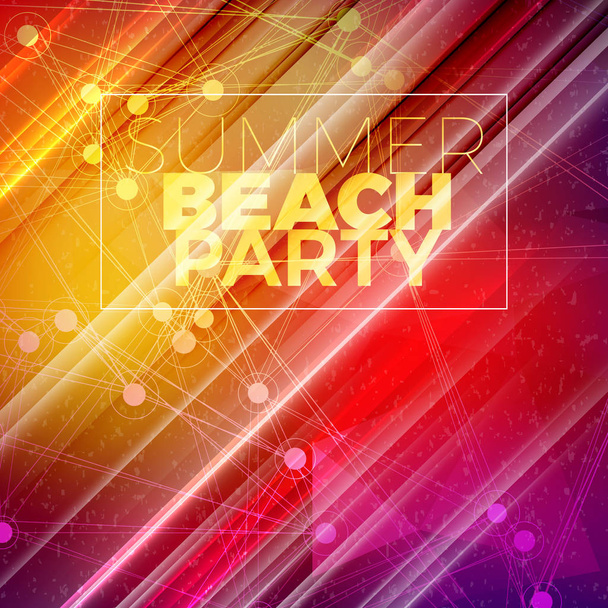 Summer night party flyer. Vector design template with colorful abstract background - Vektori, kuva