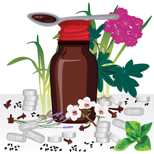 Гомеопатические средства и медицинские травы
 - Вектор,изображение