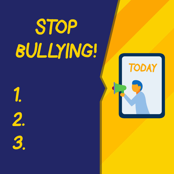 Szöveges jel, amely mutatja a zaklatás megállítására vonatkozó szöveget. Fogalmi fénykép megáll a agresszív viselkedés között iskola évesen gyerekek. - Fotó, kép