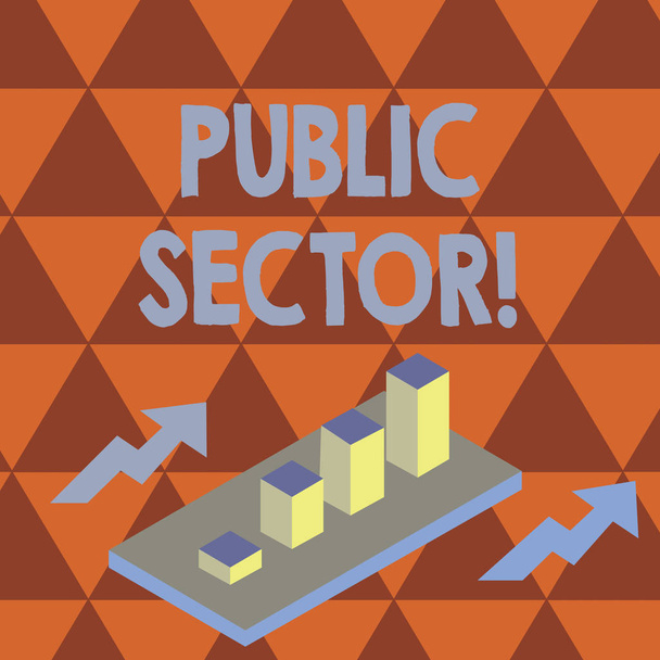 Käsikirjoitus julkisesta sektorista. Business valokuva teksti osa taloutta, jota ohjataan valtion Clustered 3D Bar Chart Kaavio Näkökulma kaksi nuolta
. - Valokuva, kuva