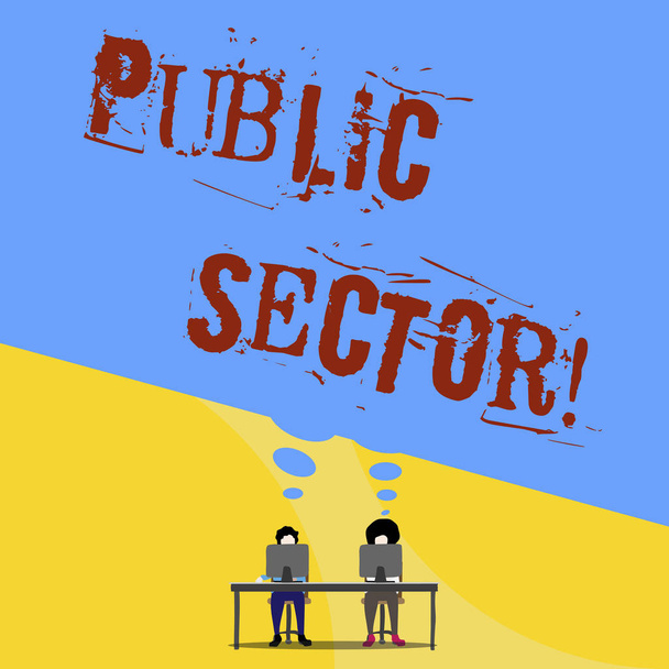 公共セクターを示す概念的な手書き。ビジネス写真は、国家によって制御される経済の一部をテキスト. - 写真・画像