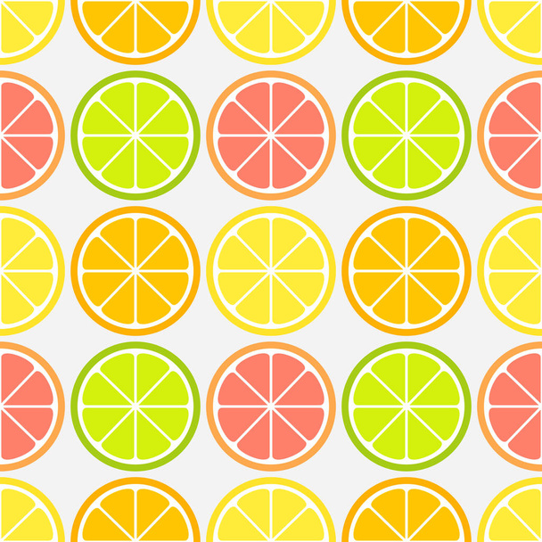 Citrus fruit slices seamless pattern. - Vektör, Görsel