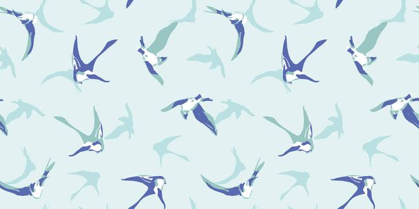 Blue pattern with swallow. - Vector, Image