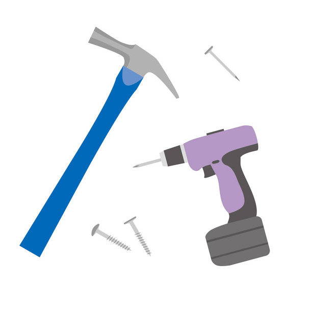 Ilustración de una herramienta DIY. (martillo, tornillos, etc
.) - Vector, Imagen