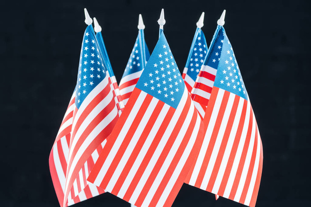 national american flags isolated on black, Independence Day concept - Photo, Image