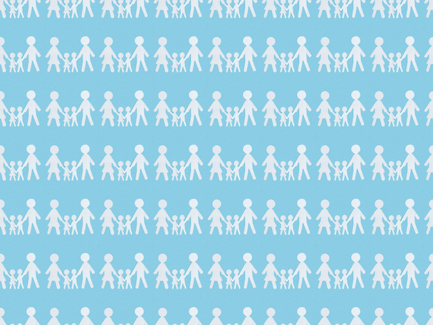 seamless background pattern with white paper cut families on blue, Independence Day concept - Fotoğraf, Görsel
