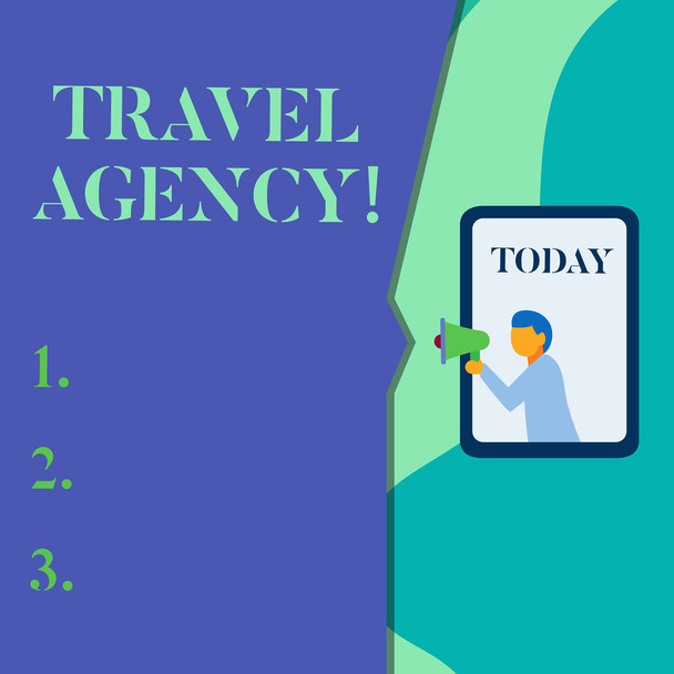 Kelime yazma Seyahat Ajansı. Seyahat edenler için gerekli düzenlemeleri yapan ajans için iş kavramı. - Fotoğraf, Görsel
