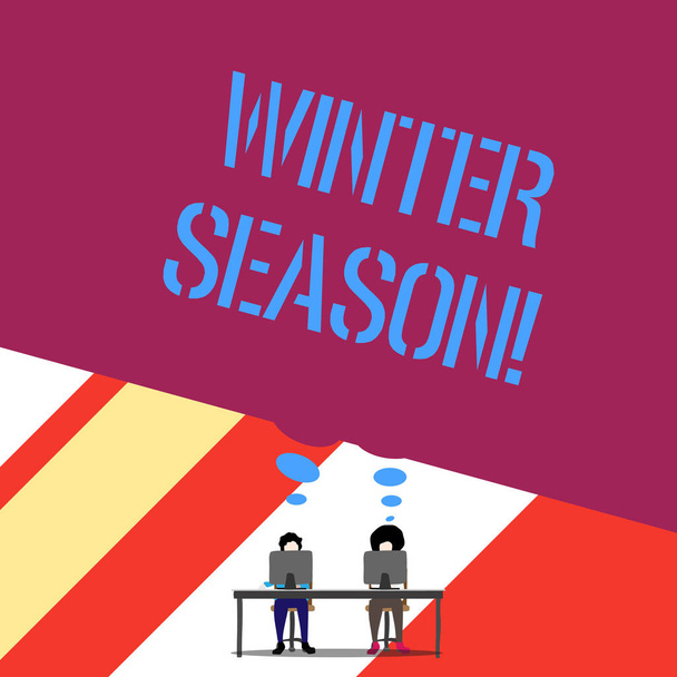 Pisanie tekstu Winter Season. Koncepcja biznesowa na najchłodniejszy sezon roku w strefach polarnych i umiarkowanych. - Zdjęcie, obraz