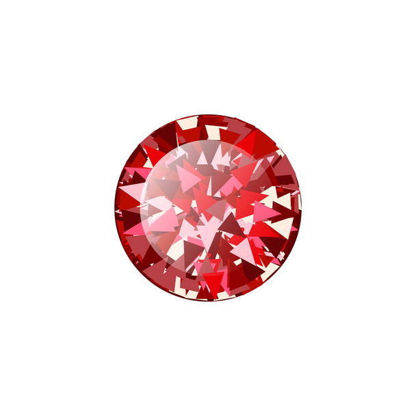 Realistic Red ruby Diamond on white background. Vector illustration of scarlet gemstone. - Vector, Image