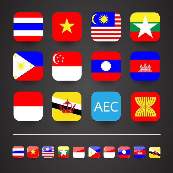 Ícone plano da bandeira AEC. material design móvel
 - Vetor, Imagem