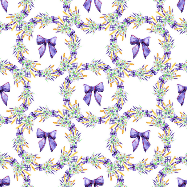Gentle watercolor floral lavender seamless. Hand painting. Watercolor. Seamless pattern for fabric, paper and other printing and web projects. - Foto, Imagen