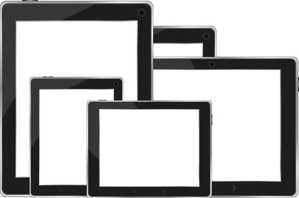 Ensemble de tablettes numériques avec écran blanc isolé sur blanc
 - Photo, image