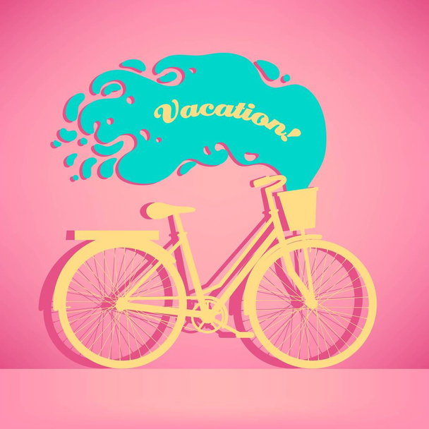 Illustration of colorful retro bicycle with basket - Vector, afbeelding
