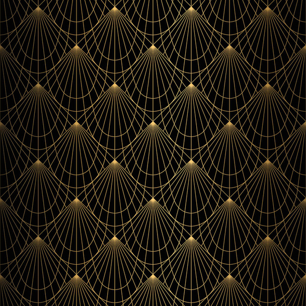 Art Deco Pattern. Seamless black and gold background. - Vector, Image