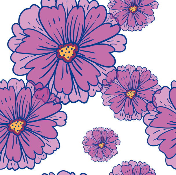 Romantic Flower Background seamless retro floral pattern - Vector, Image