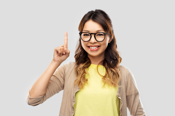 asian woman in glasses or student with finger up - Φωτογραφία, εικόνα