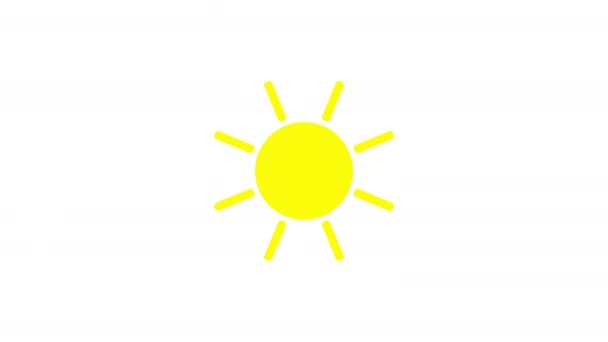Auringonpaiste kuvake animaatio valkoisella taustalla. Kuvakesuunnittelu. Videoanimaatio. Kirkas aurinko eristetty sarjakuva animaatio
 - Materiaali, video