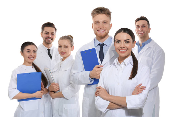 Groep van artsen geïsoleerd op wit. Unity concept - Foto, afbeelding