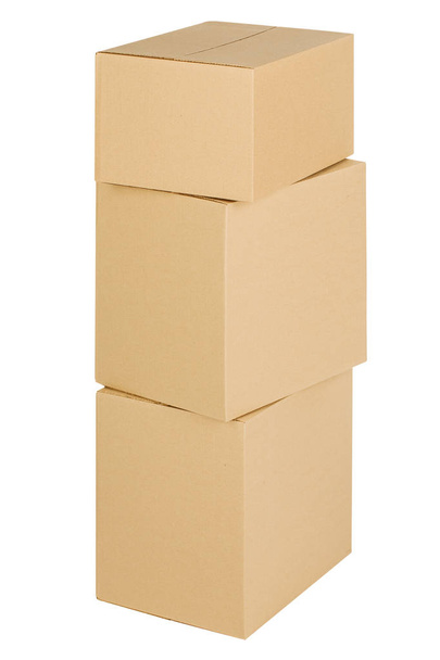 Pile of cardboard boxes on a white background - Foto, Bild