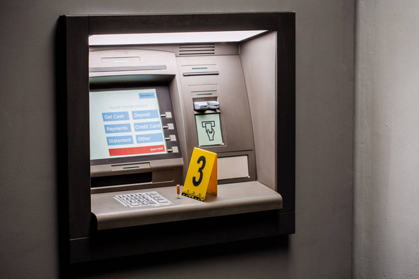 Crime Scene Evidence Marker Near to ATM - Foto, imagen