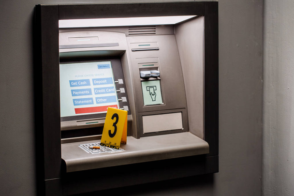 Crime Scene Evidence Marker Near to ATM - Photo, Image