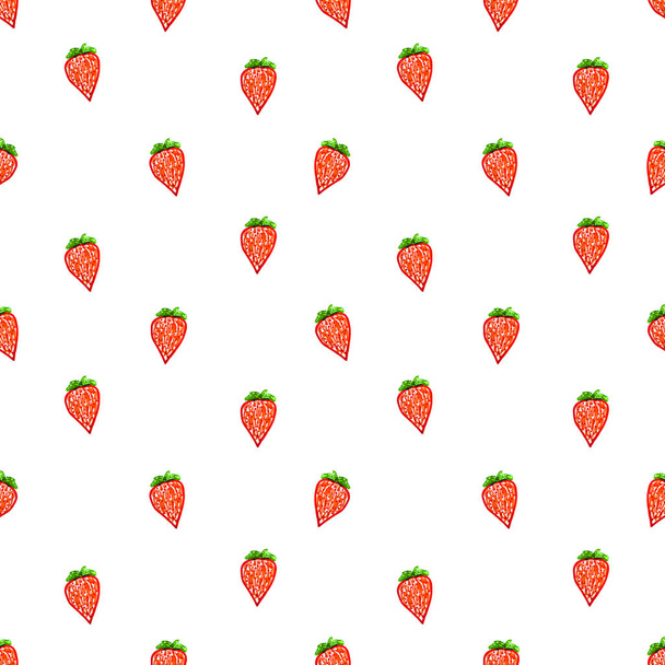 Cartoon Style Strawberry Seamless Pattern - Fotó, kép