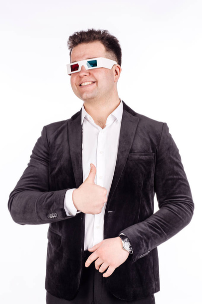 portrait of amazed man with 3d glasses - Fotoğraf, Görsel