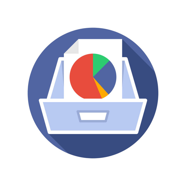 Icono de ilustración vectorial con concepto de almacenamiento de archivos de documentos de análisis de marketing
 - Vector, imagen