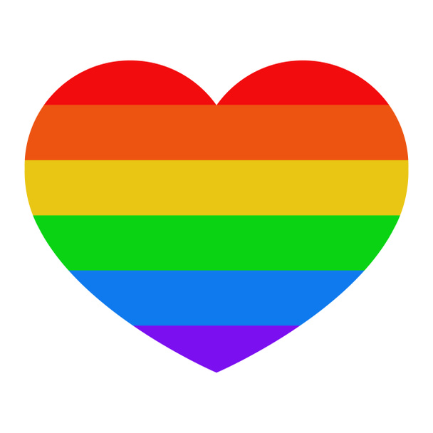 Corazón con bandera LGBT sobre fondo blanco aislado. Rayas coloridas. Ilustración
. - Foto, Imagen