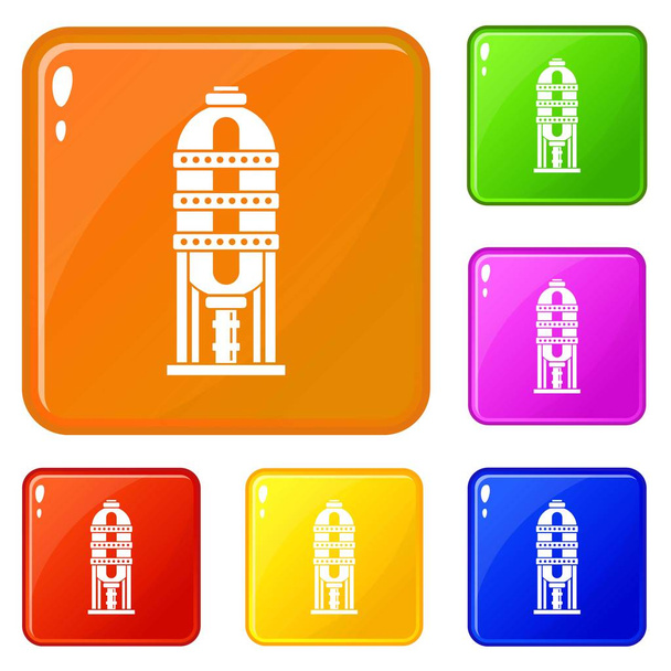 Capacity for oil storage icons set vector color - ベクター画像