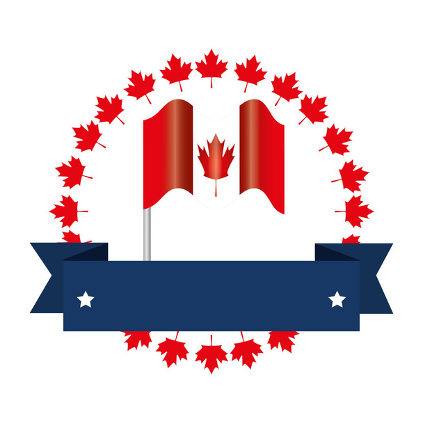 canadian flag emblem icon - Vector, Image
