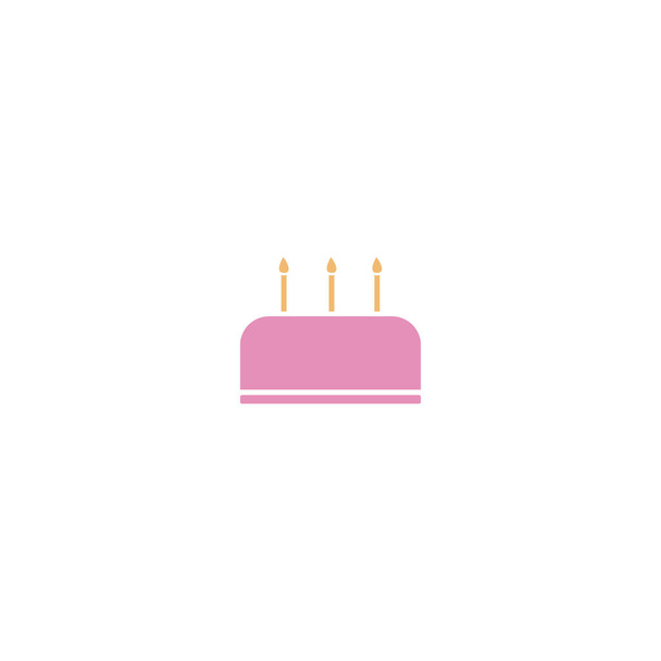 illustration of a pink birthday cake on a white background. - Wektor, obraz