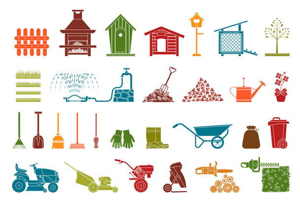 Set of various gardening items.  - Vector, Image