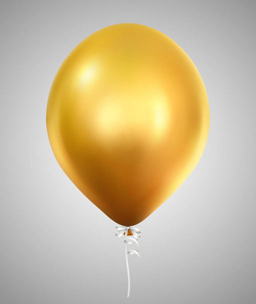 Golden inflatable latex balloon - Vector, Image