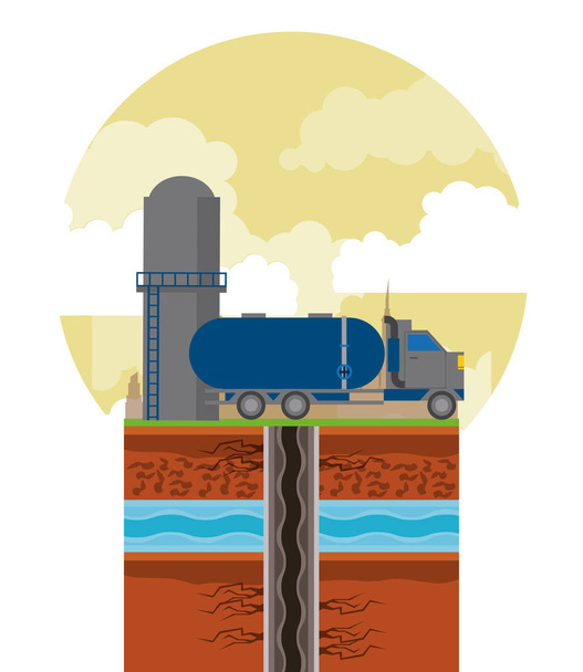 Oil industry and machinery - Vector, Image