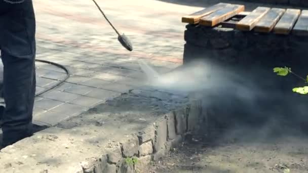 Street cleaning pressure water - Materiał filmowy, wideo