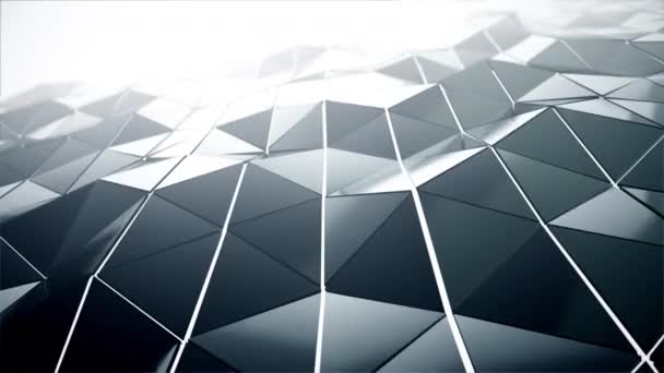Abstrato moderno fundo de tecnologia com animação de ondulação superfície poligonal lisa de vidro, cromo ou plástico com nevoeiro. Belo cenário tecnológico. Animação sem costura loop 4k
. - Filmagem, Vídeo