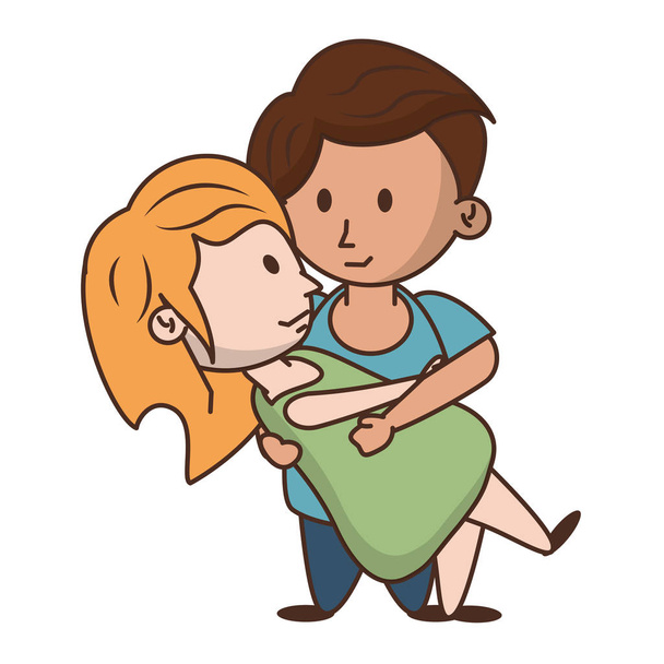 Kinderen in liefde cartoon - Vector, afbeelding