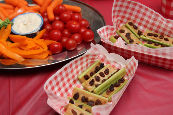 picnic food like celery, carrots, and tomatoess  - Photo, Image