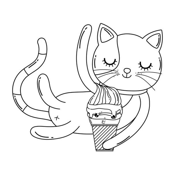 gatto carino con gelato
 - Vettoriali, immagini