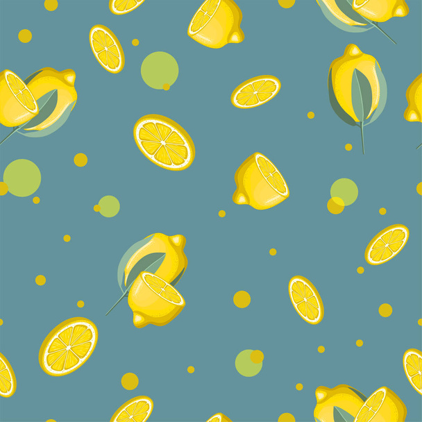 Fondo de limones frescos, iconos dibujados a mano. Fondo de pantalla vector. Patrón inconsútil colorido con una colección de frutas frescas. Ilustración decorativa
. - Vector, Imagen